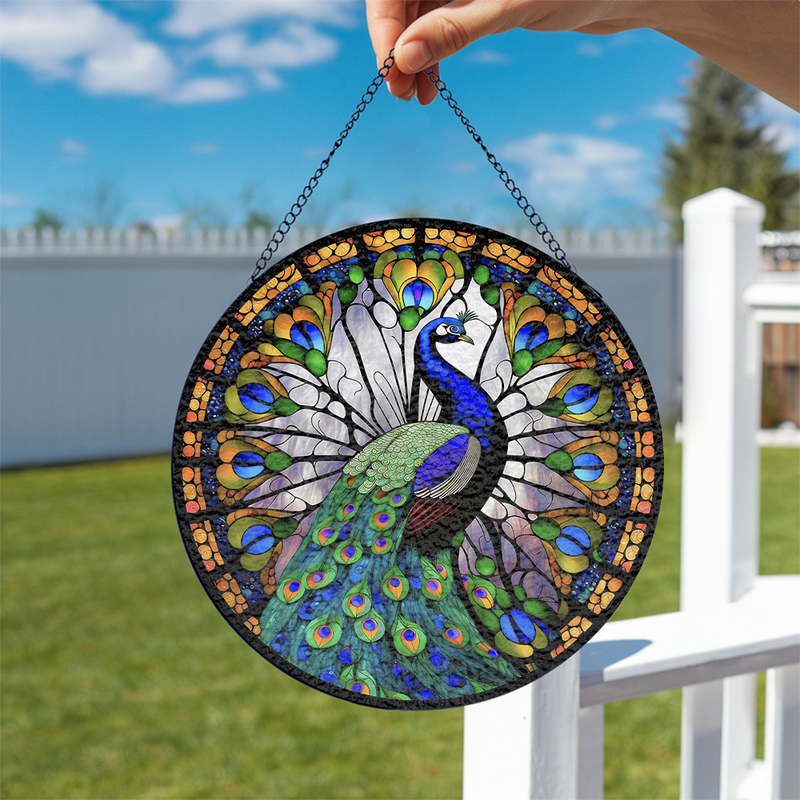 Peacock Stained Glass Suncatcher