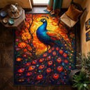 Peacock Stained Glass Rectangular Area Rug