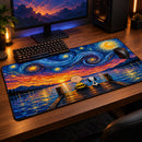 Peanuts Under Starry Night Desk Mat