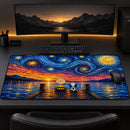 Peanuts Under Starry Night Desk Mat