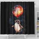 Penguin Watercolor Star Night Shower Curtain