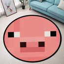 Pig Face Pixel Round Rug
