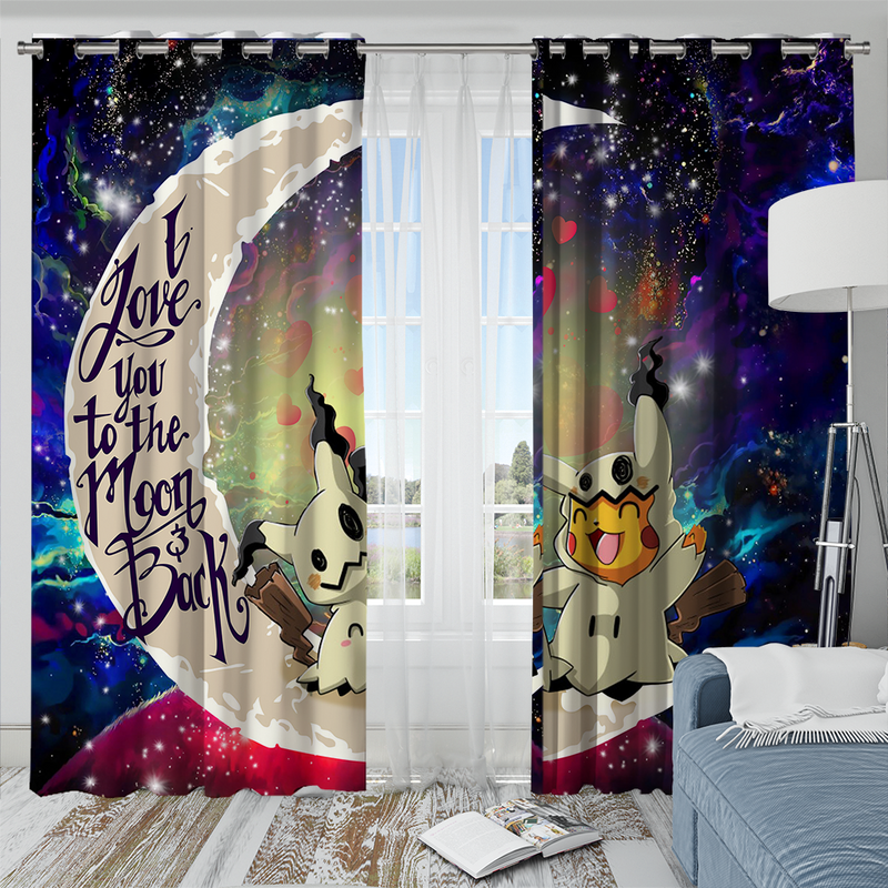 Pikachu Mimikyu Pokemon Horror Love You To The Moon Galaxy Window Curtain