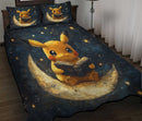 Pikachu Reading On A Crescent Moon Quilt Bed Sets