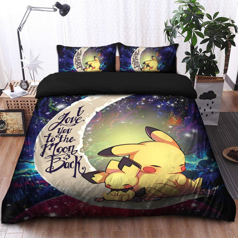 Pikachu Pokemon Sleep Love You To The Moon Galaxy Bedding Set Duvet Cover And 2 Pillowcases Nearkii