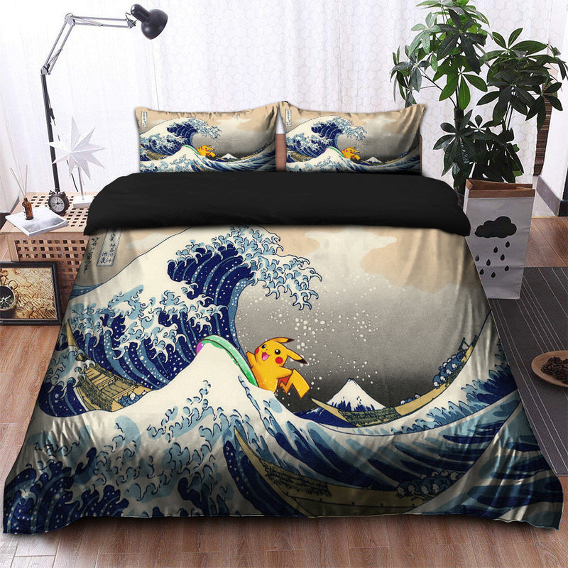 Pikachu The Great Wave Japan Pokemon Bedding Set Duvet Cover And 2 Pillowcases