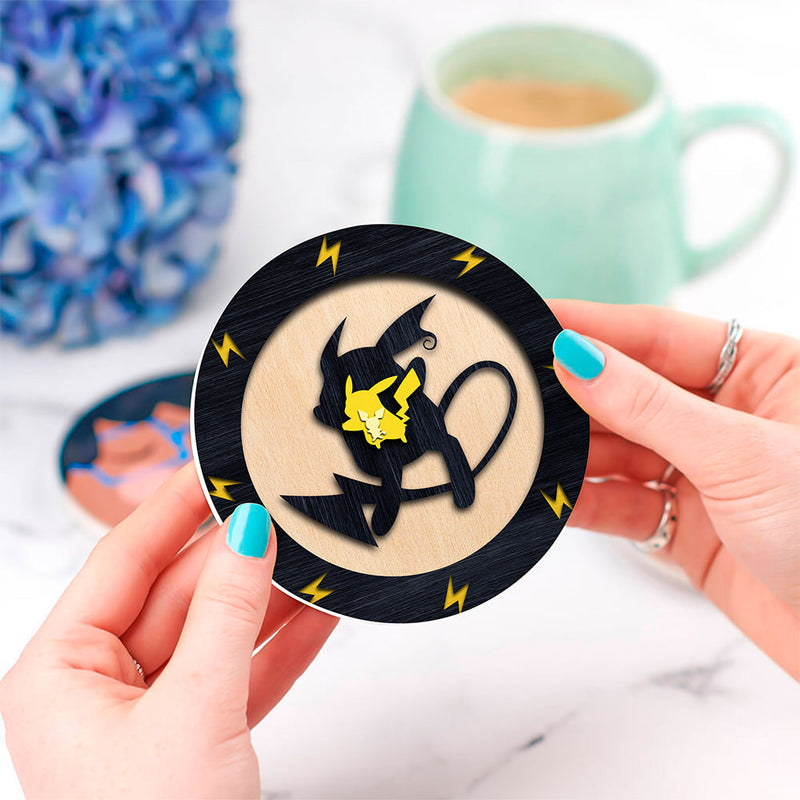 Pikachu Evolution Pokemon Ceramic Decor Coaster - Gift Idea