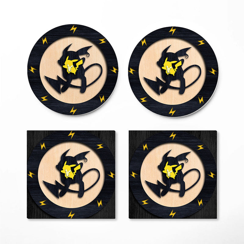 Pikachu Evolution Pokemon Ceramic Decor Coaster - Gift Idea