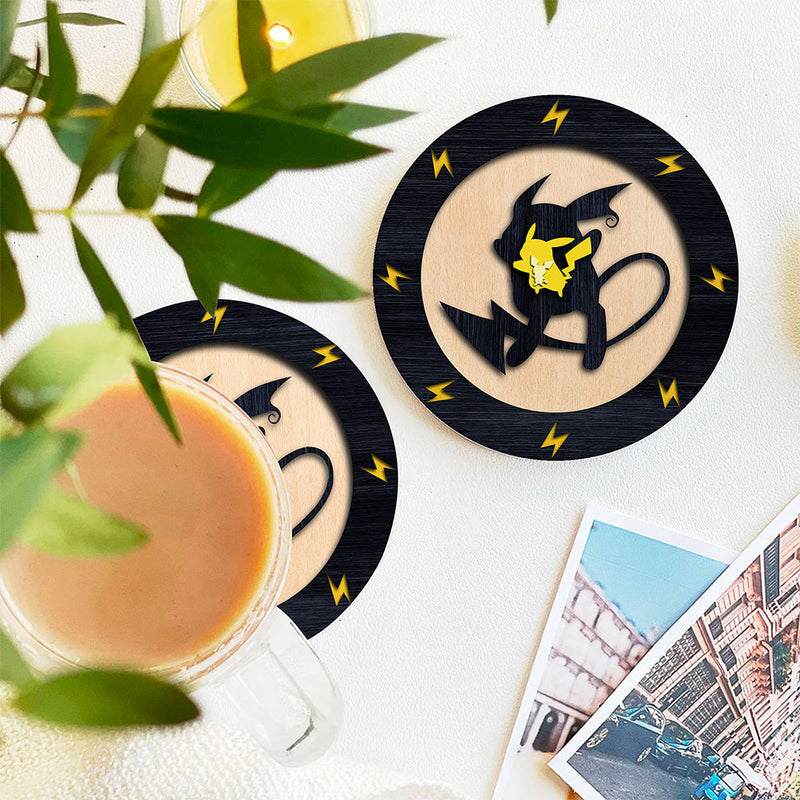 Pikachu Evolution Pokemon Ceramic Decor Coaster - Gift Idea