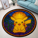 Pikachu Pokemon Sun Stained Glass Round Rug
