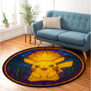 Pikachu Pokemon Sun Stained Glass Round Rug