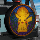Pikachu Pokemon Sun Stained Glass Jeep Car Spare Tire Cover