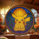 Pikachu Pokemon Sun Stained Glass Suncatcher