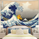 Pikachu Pokemon Surf The Great Wave Tapestry