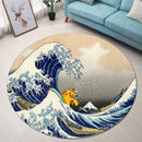Pikachu The Great Wave Japan Pokemon Round Rug