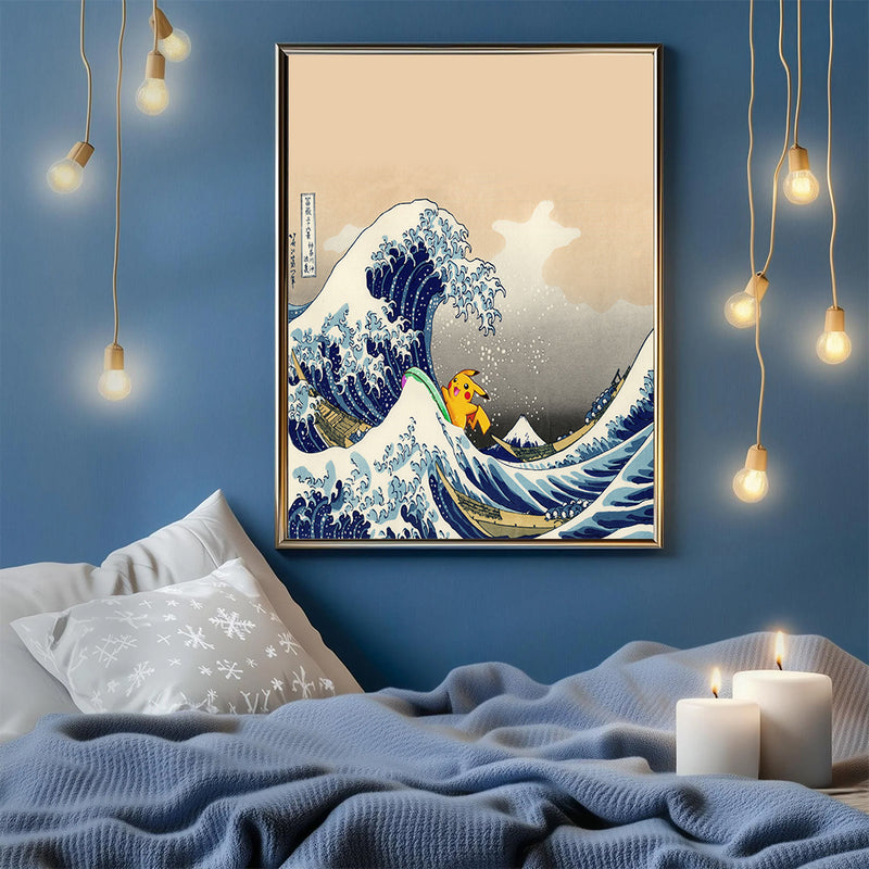 Pikachu Anime The Great Wave Japan - Living Room - Canvas Wall Art - Print - Wall Decor