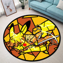 Pikachu Zenitsu Pokemon Stained Glass Round Rug