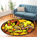 Pikachu Zenitsu Pokemon Stained Glass Round Rug