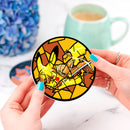 Pikachu Zenitsu Pokemon Stained Glass Decor Coaster - Gift Idea