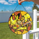 Pikachu Zenitsu Pokemon Stained Glass Suncatcher