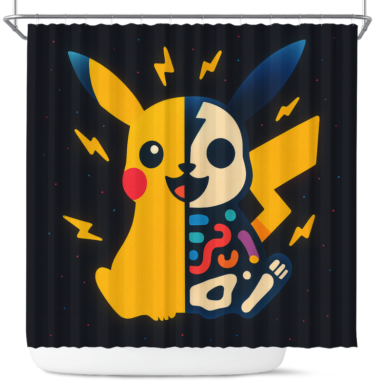 Pikachu Skellington Pokemon Shower Curtain
