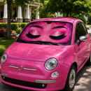 Pink Glitter Lashes Eyes Car Auto Sunshades