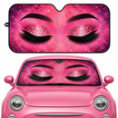 Pink Glitter Lashes Eyes Car Auto Sunshades