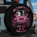 Pink Jeep Jack Skeleton Love Dog Car Spare Tire Cover