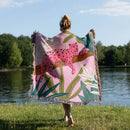 Pink Leopard Tropical Jungle Woven Throw Blanket