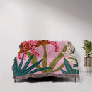 Pink Leopard Tropical Jungle Woven Throw Blanket