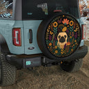 Floral Pug Car Spare Tire Cover With Camera Hole