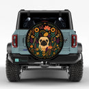 Floral Pug Car Spare Tire Cover With Camera Hole