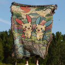 Plusle Minun Pokemon Japan Style Woven Throw Blanket