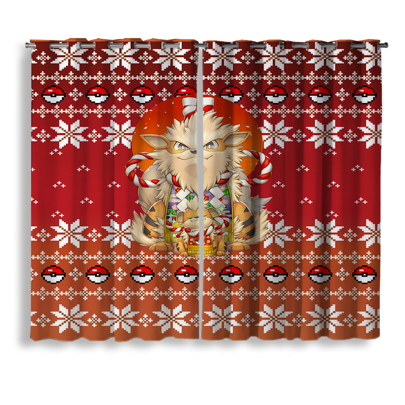 Pokemon Arcanine Christmas Window Curtain