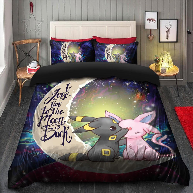 Pokemon Couple Espeon Umbreon Love You To The Moon Galaxy Bedding Set Duvet Cover And 2 Pillowcases Nearkii