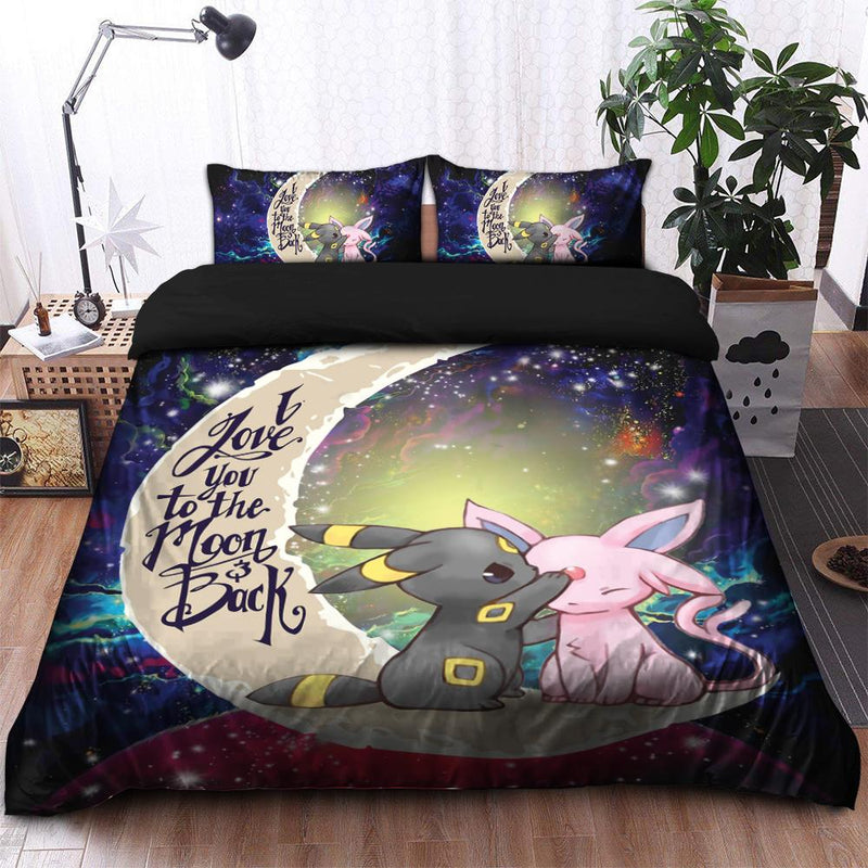 Pokemon Couple Espeon Umbreon Love You To The Moon Galaxy Bedding Set Duvet Cover And 2 Pillowcases Nearkii