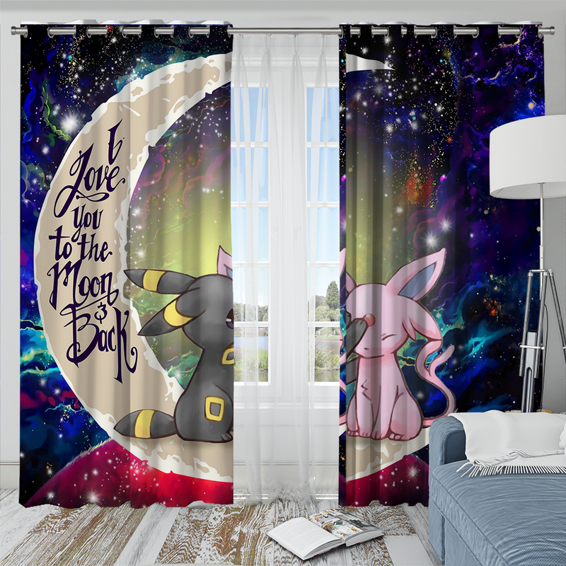 Pokemon Couple Espeon Umbreon Love You To The Moon Galaxy Window Curtain