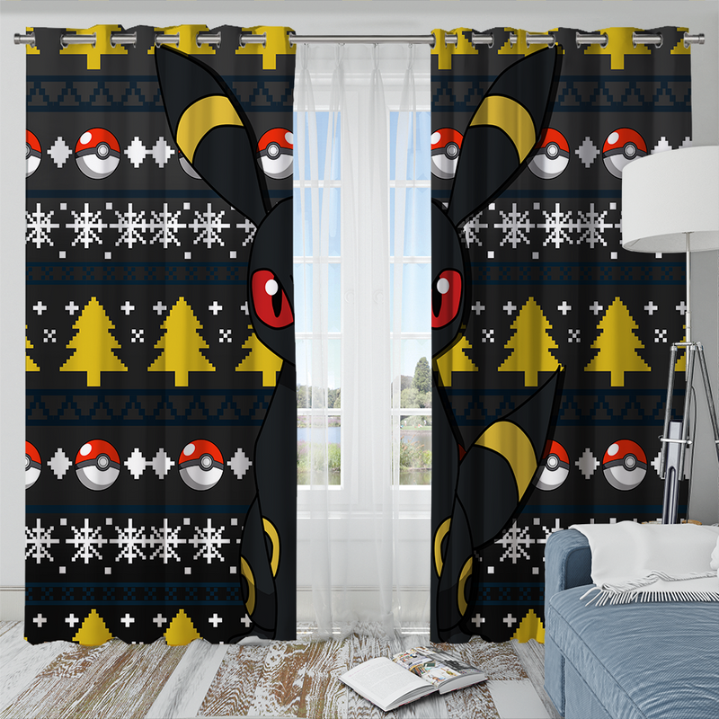 Pokemon Eevee Evolution Umbreon Ugly Christmas Window Curtain