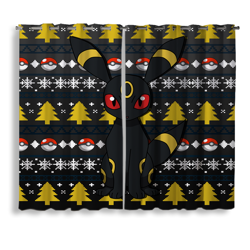 Pokemon Eevee Evolution Umbreon Ugly Christmas Window Curtain