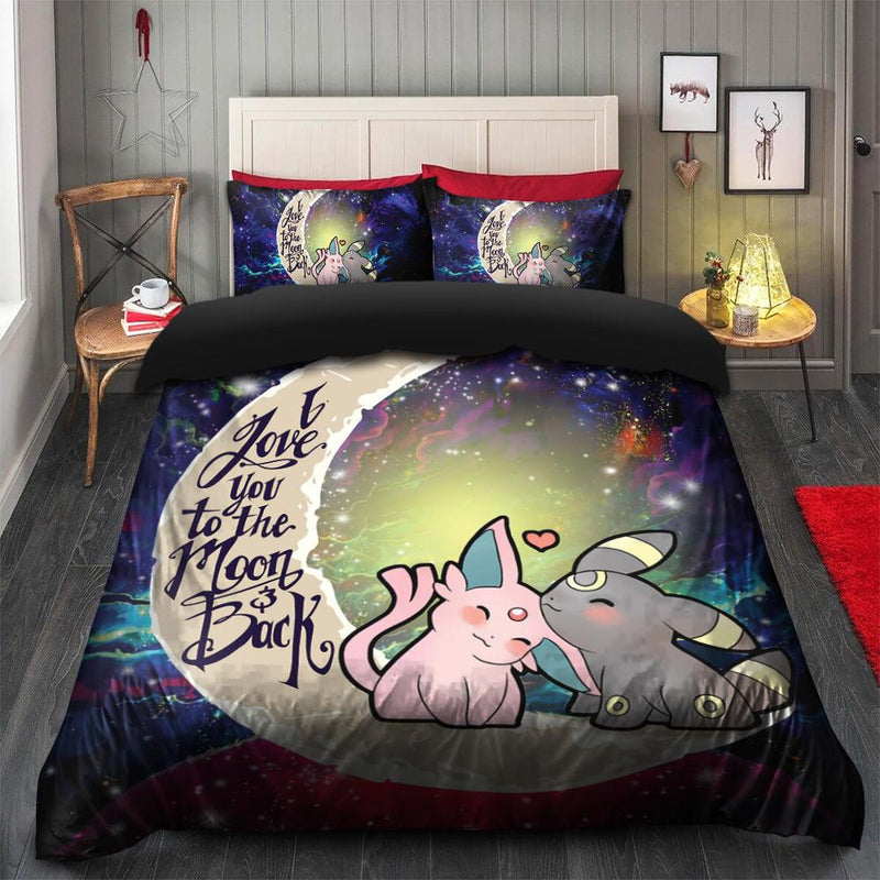 Pokemon Espeon Umbreon Love You To The Moon Galaxy Bedding Set Duvet Cover And 2 Pillowcases Nearkii