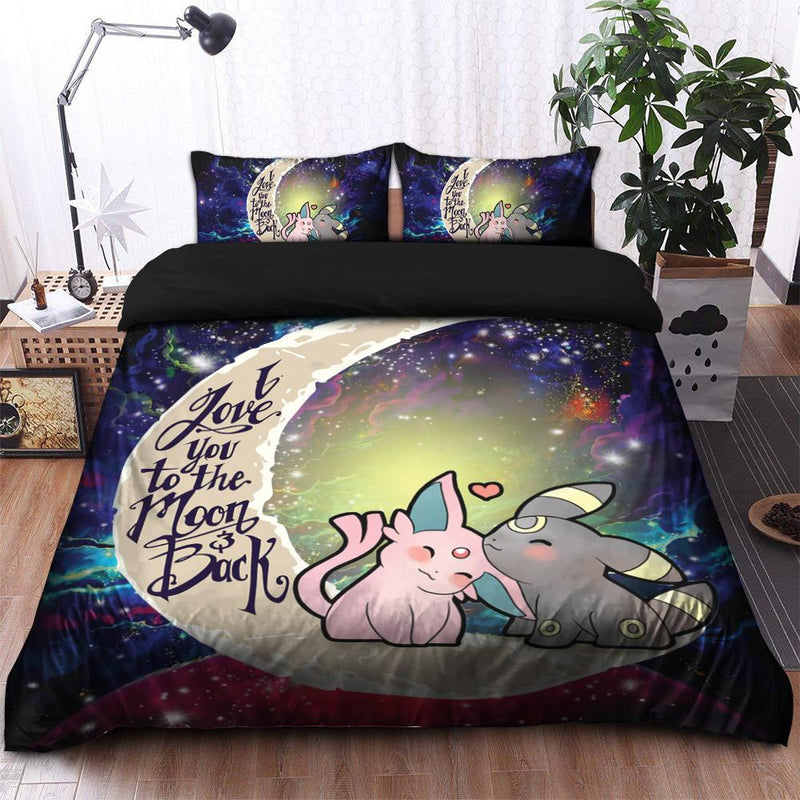 Pokemon Espeon Umbreon Love You To The Moon Galaxy Bedding Set Duvet Cover And 2 Pillowcases Nearkii