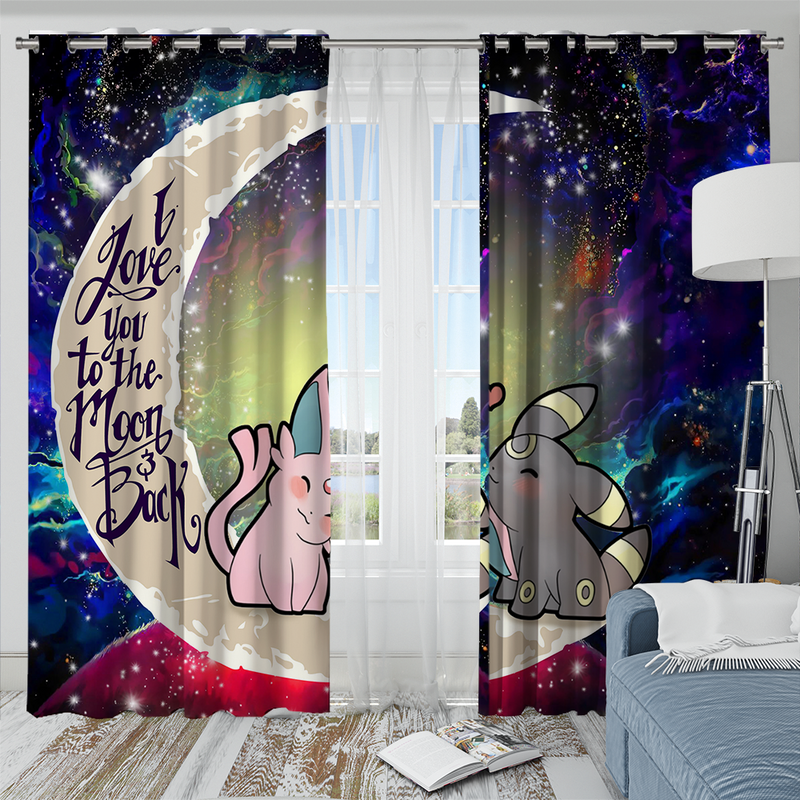 Pokemon Espeon Umbreon Love You To The Moon Galaxy Window Curtain