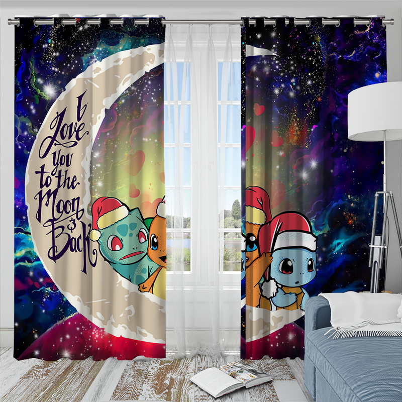 Pokemon Friends Gen 1 Love You To The Moon Galaxy Window Curtain