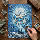 Pokemon Glaceon Stained Glass Jigsaw Puzzle