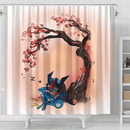 Pokemon Greninja Sleep Cherry Blossom Japan Shower Curtain