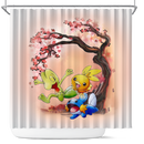 Pokemon Mudkip Treecko Torchic Cherry Blossom Japan Shower Curtain