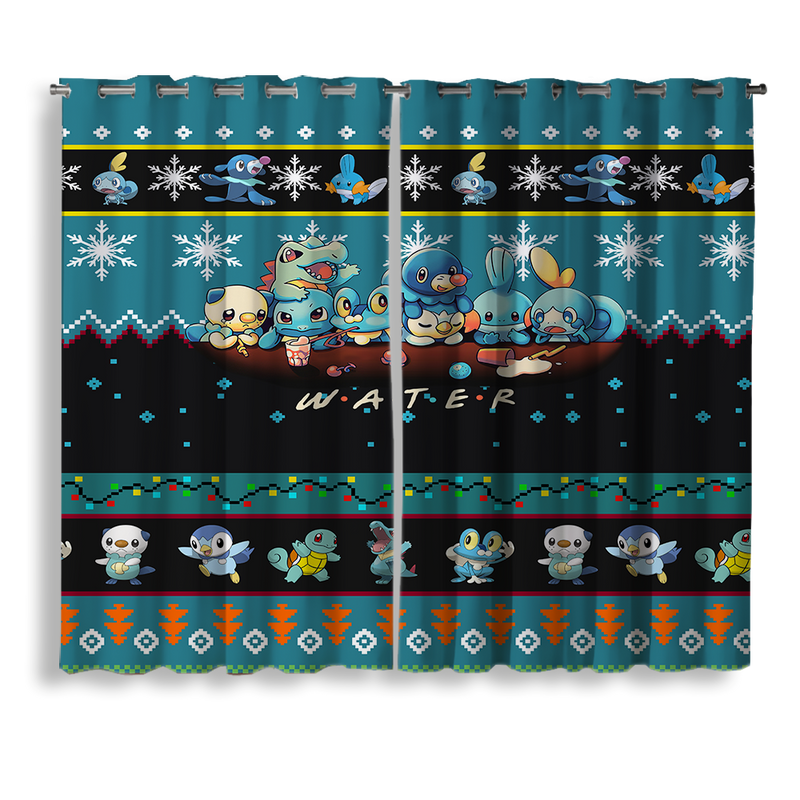 Pokemon Water Ugly Christmas Window Curtain