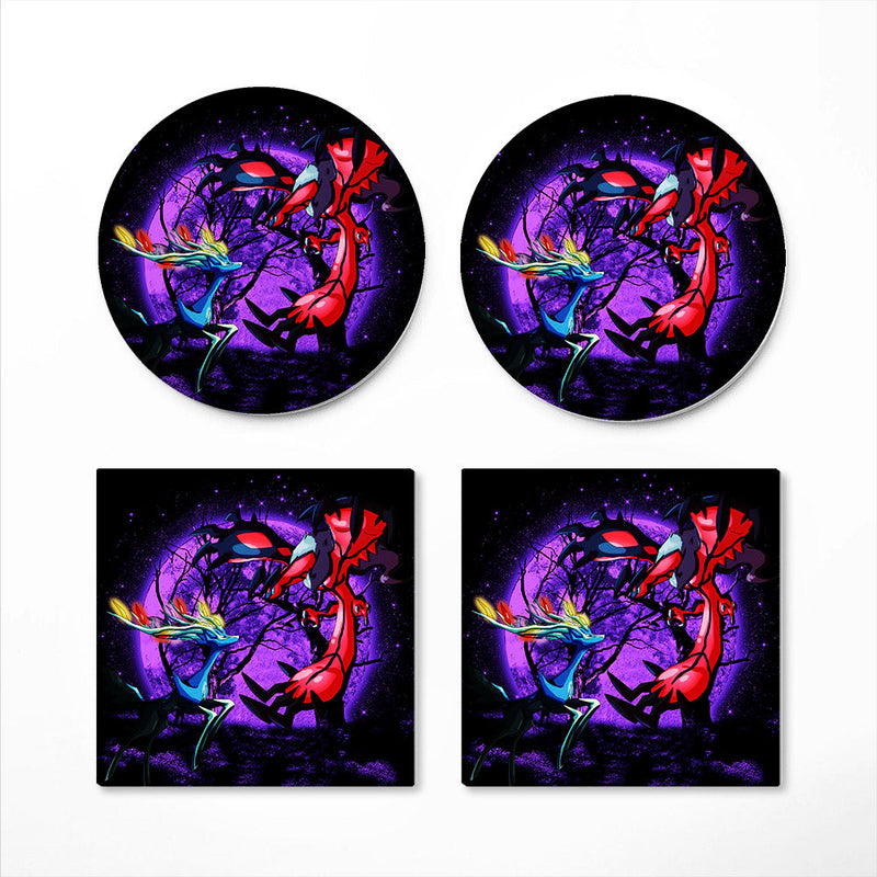 Pokemon X Y Yveltal And Xerneas Moonlight Ceramic Decor Coaster - Gift Idea