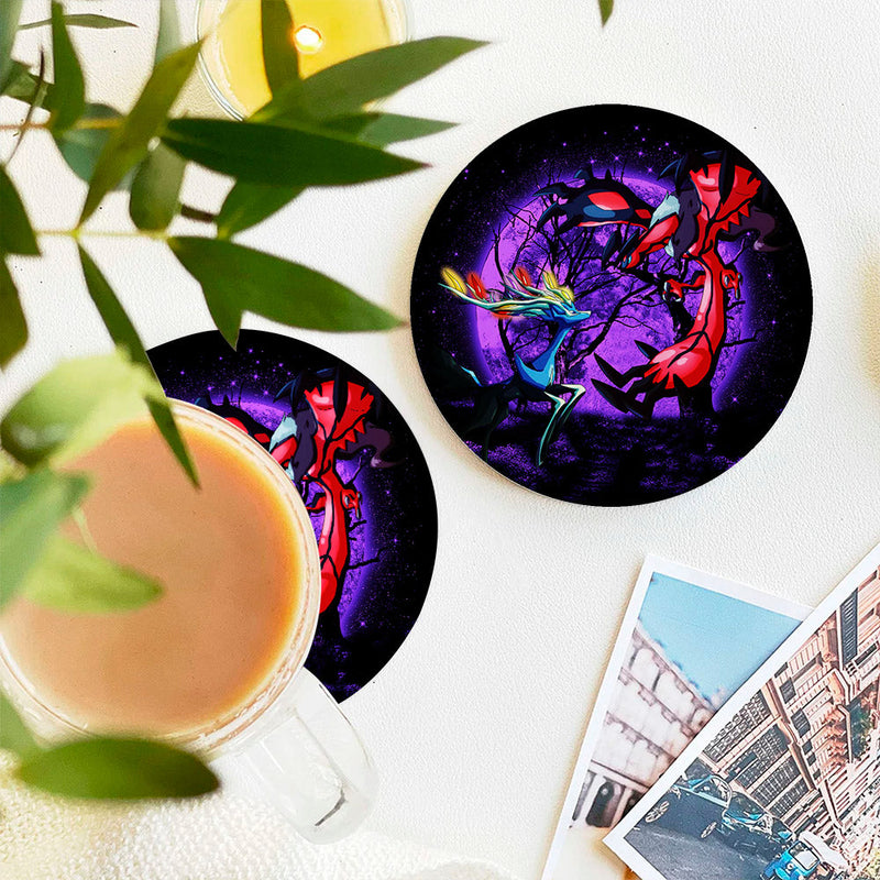 Pokemon X Y Yveltal And Xerneas Moonlight Ceramic Decor Coaster - Gift Idea