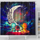 Pokemon Starter Cute Sleep Love You To The Moon Galaxy Shower Curtain Nearkii